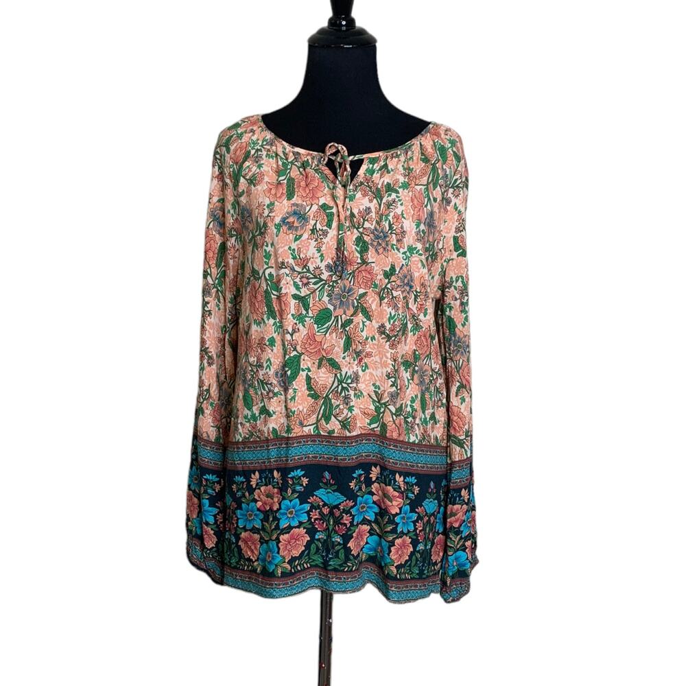 Suzanne Betro long sleeves floral tunic top size M